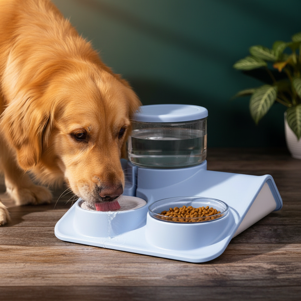 Hond drinkt van de FurVibe AquaFlow waterdispenser